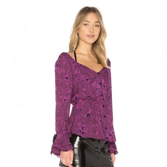 CINQ A SEPT FLORAL PRINT TIE-NECK TOP - Picture 3 of 9